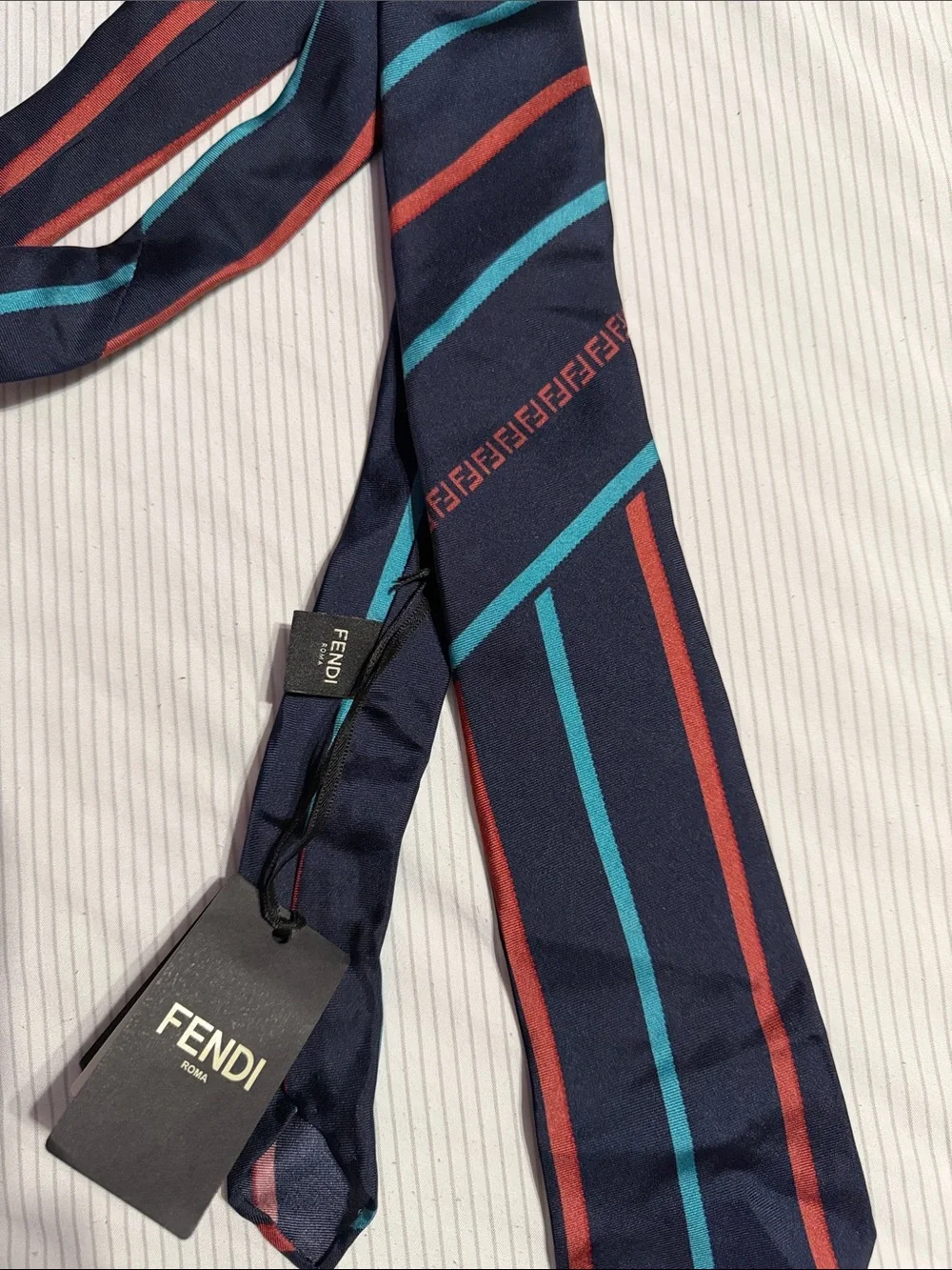 Fendi Men’s Navy Striped Silk Tie